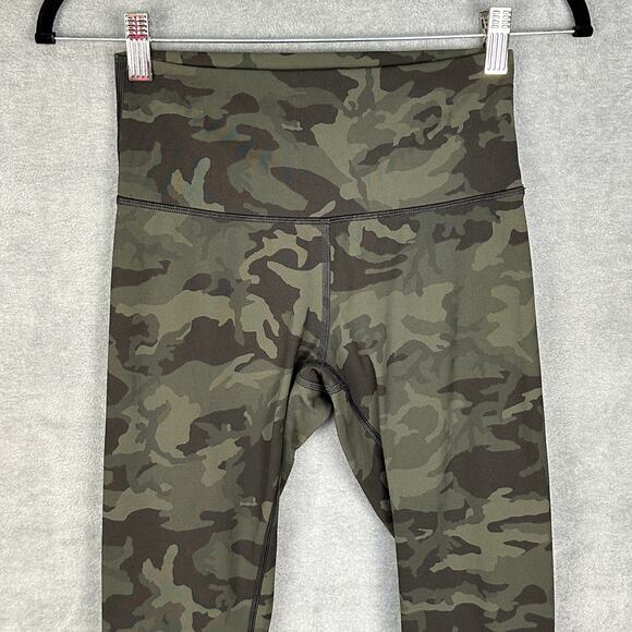 Lululemon Wunder Under Leggings Womens 6 Green Camo High Rise Crop Luxtreme Gym - Picture 2 of 12